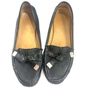Coach Jacquard Black Bow Women’s Slip-On Loafers Size 7